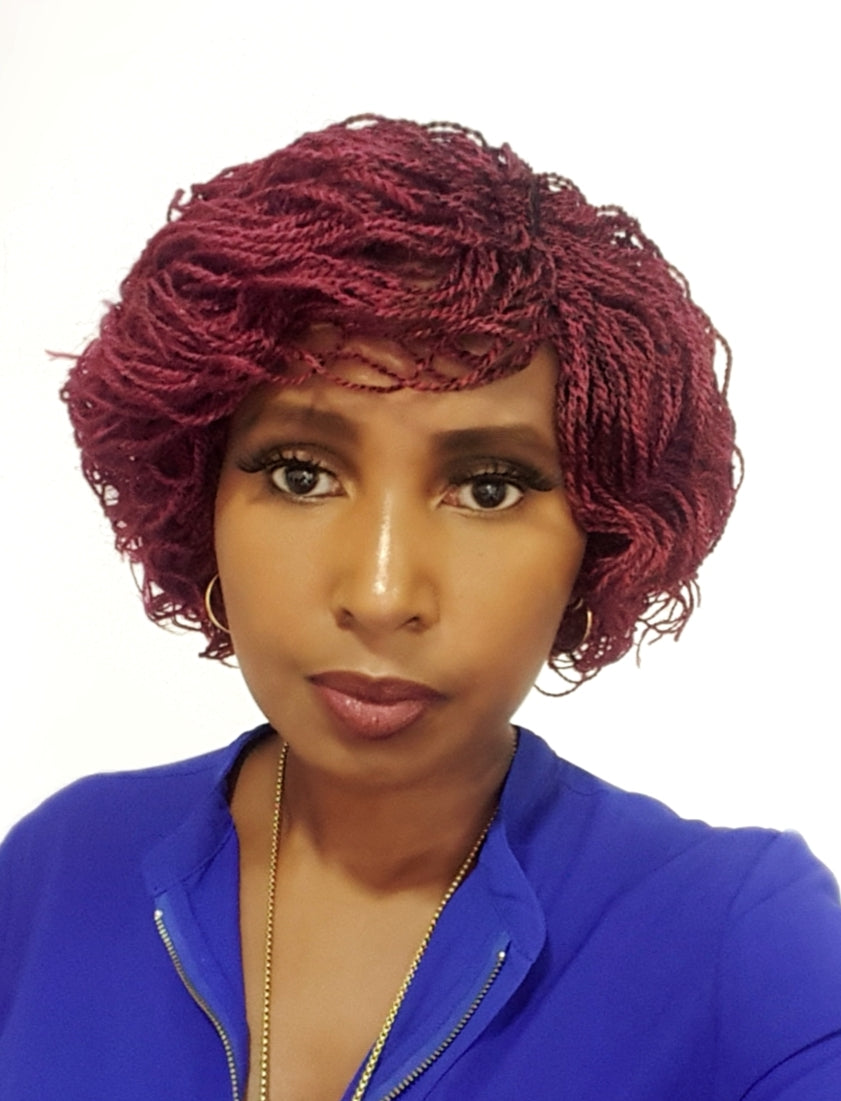 This is a brown color 2*4 Closure Twist Braided Wig, Short in Length Approximately 10". Made with Kinky Synthetic braids into a Kinky Twisted Curly Goodness. Handmade with Quality Synthetic Braids, Comes in; Black, Light Brown, Brown & Red Color . It is Light Weight Approximately 500g. Inside the Cap Structure is; 2*4 closure, 2 Small combs inside the cap, Adjustable Straps at the Back, Elastic on the side and it Ships in 3 - 5 days with FREE SHIPPING WORLDWIDE.