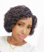 Load image into Gallery viewer, This is a brown 2*4 Closure Twist Braided Wig, Short in Length Approximately 10". Made with Kinky Synthetic braids into a Kinky Twisted Curly Goodness. Handmade with Quality Synthetic Braids, Comes in; Black, Light Brown, Brown &amp; Red Color . It is Light Weight Approximately 500g. Inside the Cap Structure is; 2*4 closure, 2 Small combs inside the cap, Adjustable Straps at the Back, Elastic on the side and it Ships in 3 - 5 days with FREE SHIPPING WORLDWIDE.
